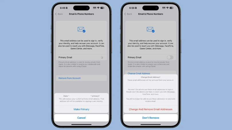 龙安苹果手机维修分享苹果 iOS 18.1 支持设置“主要”邮箱地址并更改 iCloud 邮箱 