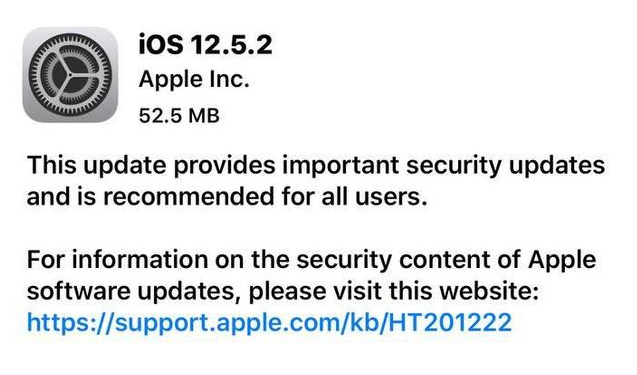龙安苹果手机维修分享iOS12.5.2发布，建议所有老苹果用户安装 
